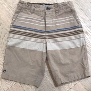 Micros tan and striped surfer style shorts